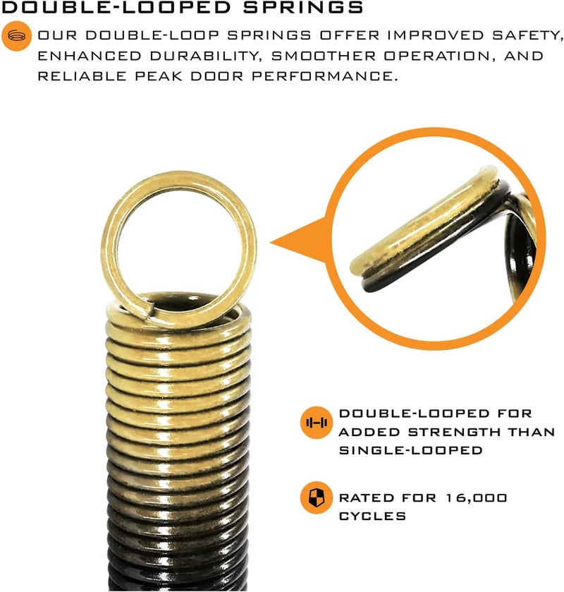 HARDWAREX SUPPLY Heavy Duty Electrophoresis Extension Garage Door Springs for 7ft high (180LB-Gold) - Image 5